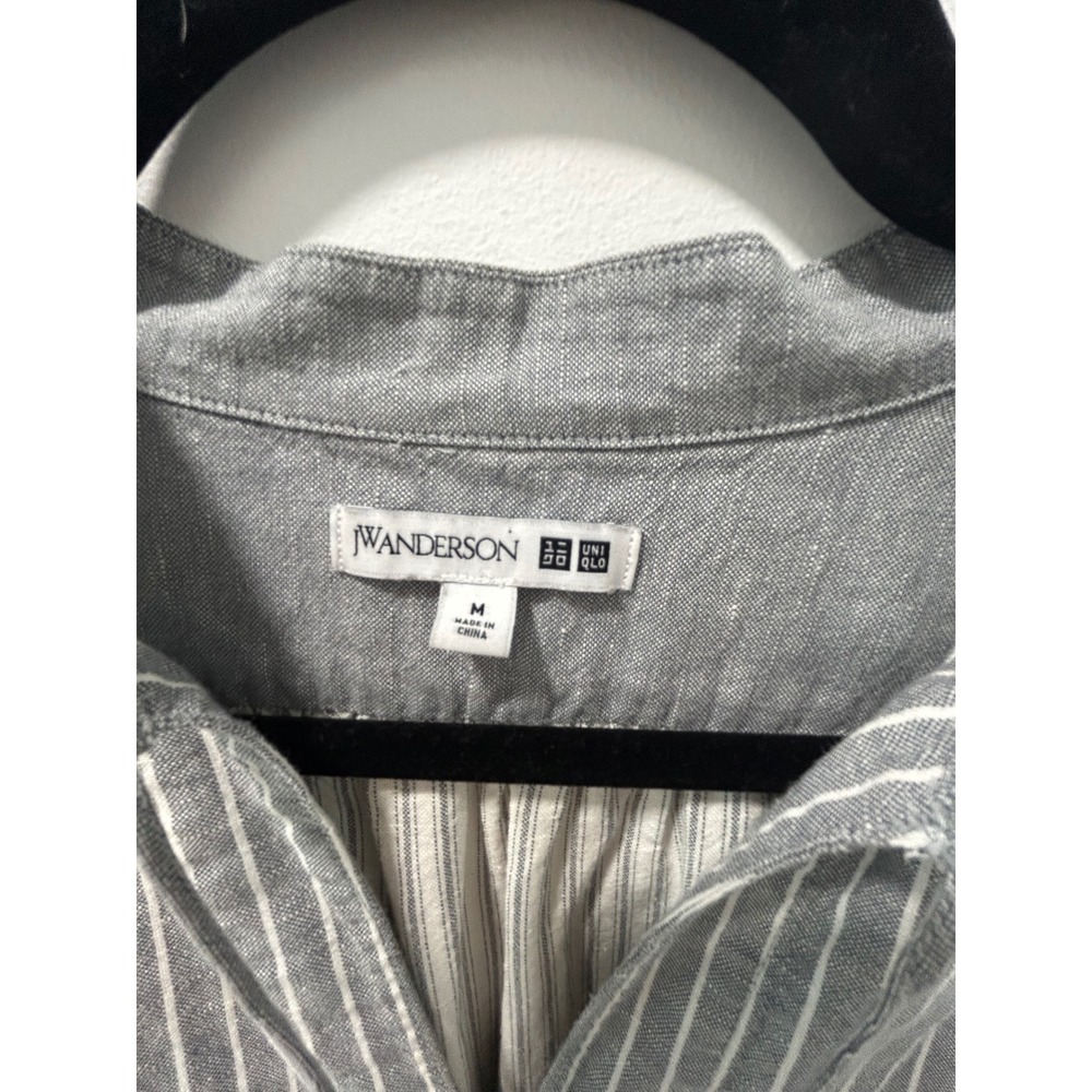 JW Anderson x Uniqlo Grey White Striped Linen Cotton Peplum Tie Blouse Top M - Picture 9 of 9